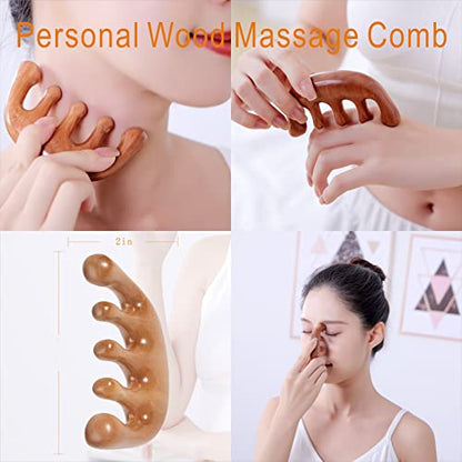 Wood Therapy Massage Tools Maderoterapia Kit Body Sculpting Tools for Lymphatic Drainage and Anti-Cellulite .Wood Massager Roller Rpoe for Back and Muscle Pain Relief (Medium)