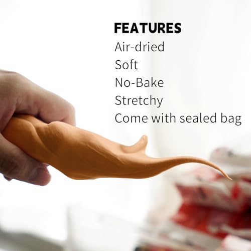 Air Dry Clay Lightweight, Flexible Modeling Clay for Adults Arts and Crafts | Professional & Moldable, Soft & No-Stick, Polymer Clay for Sculpting, Molding,Anime Figures,Making Costumes,DIY Projects - color: Orange