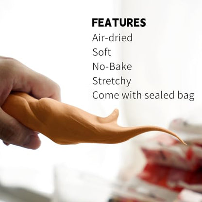Air Dry Clay Lightweight, Flexible Modeling Clay for Adults Arts and Crafts | Professional & Moldable, Soft & No-Stick, Polymer Clay for Sculpting, Molding,Anime Figures,Making Costumes,DIY Projects - color: Orange