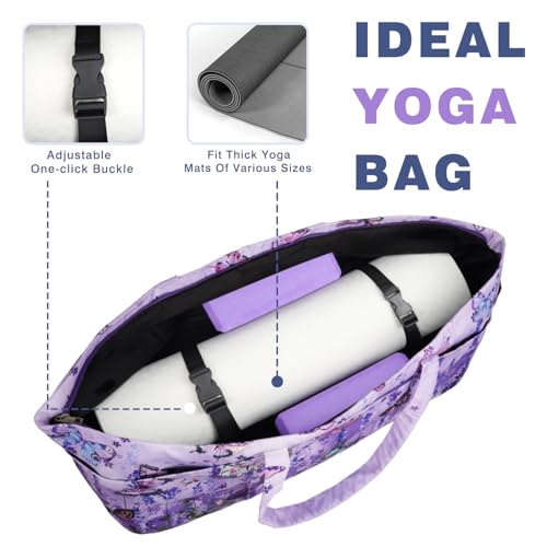 Yoga Mat Bag Yoga Mat Carrier with Shoes Compartment & Wet Pocket Pilates Bag with Zipper Pockets & Yoga Mat Holder Strap Yoga Bags and Carriers Fits All Your Stuff - color: Butterfly