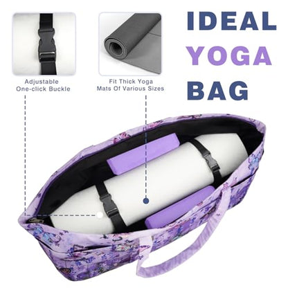 Yoga Mat Bag Yoga Mat Carrier with Shoes Compartment & Wet Pocket Pilates Bag with Zipper Pockets & Yoga Mat Holder Strap Yoga Bags and Carriers Fits All Your Stuff - color: Butterfly
