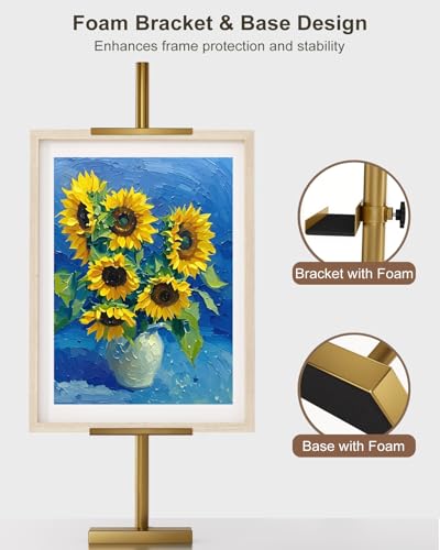 Adjustable Tabletop Easel Stand, Picture Easels for Display Up to 29" H, Metal Picture Frame Holder Stand Table for Art, Photo (Gold) - color: gold