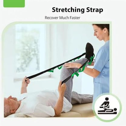 10 Loops Stretching Strap Yoga Strap for Home Workout, Exercise, Pilates and Gymnastics, Non-Elastic Stretch Bands for Women & Men - color: Grey+Green