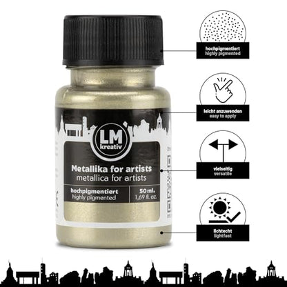 Metallic Acrylic Paint 1.69 fl oz - Platinum - Premium Metallic Paint for Artists and Crafters. High Coverage, Lightfast & Durable. Ideal for Canvas, Wood, Ceramic & More - color: Platinum