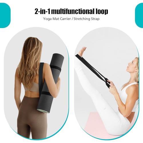 Yoga Mat Carrier Strap, Adjustable Thick Straps Sling for Carrying Large Mats, Stretching Band - color: Turquoise