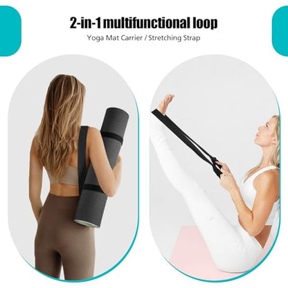 Yoga Mat Carrier Strap, Adjustable Thick Straps Sling for Carrying Large Mats, Stretching Band - color: Black