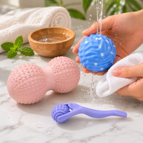 Massage Ball Set Peanut Ball 3.35"Fascia Ball for Foot Handle Ball for Back