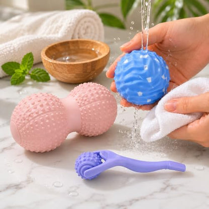 Massage Ball Set Peanut Ball 3.35"Fascia Ball for Foot Handle Ball for Back