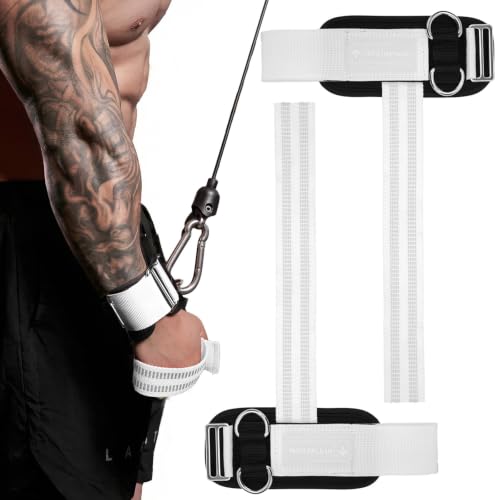 M MANUEKLEAR Wrist Straps for Weightlifting, Gym Lifting Straps with D Rings for Cable Machine,Weight Lifting Wrist Wraps for Men Women - color: White, size: M (6.3-7.5inch)