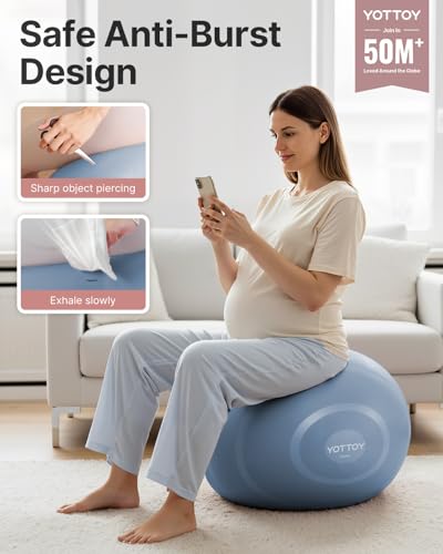YOTTOY Anti-Burst Exercise Ball for Working Out, Yoga & Pregnancy, Extra Thick Workout Ball for Physical Therapy & Fitness - color: blue, size: 30IN/68-75cm