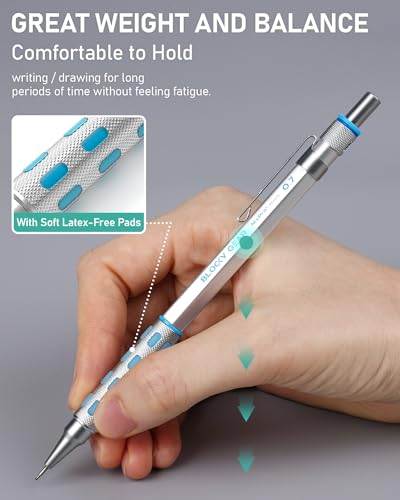 Nicpro Blocky Gear Metal Mechanical Pencil Set in Leather Case | 29PCS Art Drafting Pencils (0.3/0.5/0.7/0.9/2mm) with 330PCS Lead (HB 2H 4H 2B 4B 6B Color) For Writing Sketching Drawing - style: 5 PACK with Leather Bag