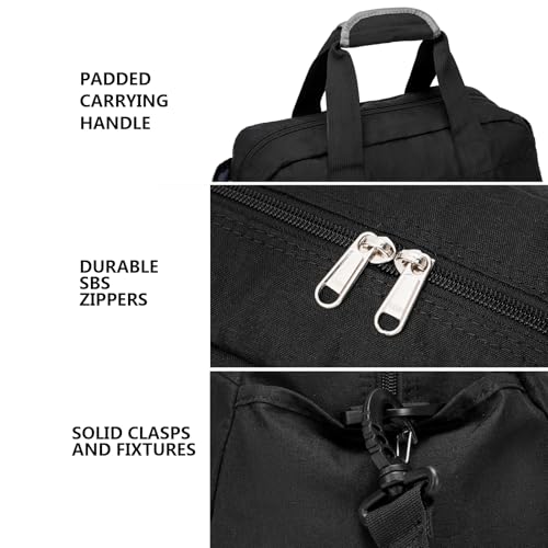 14 inch Small Gym Bag for Women & Men, Mini Duffel Bag for Travel Sports Lightweight Carry On Bag, Black - color: Black