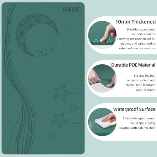 HAHE Extra Wide Yoga Mat, 72"x40"x0.4"Thick, Large Exercise Mats - color: Peacock Green