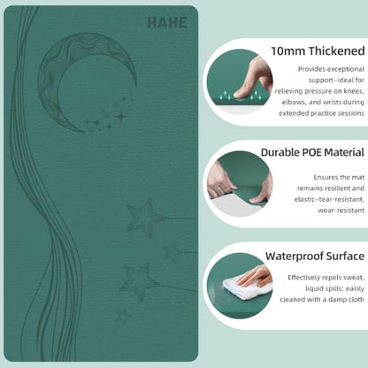 HAHE Extra Wide Yoga Mat, 72"x40"x0.4"Thick, Large Exercise Mats - color: Peacock Green