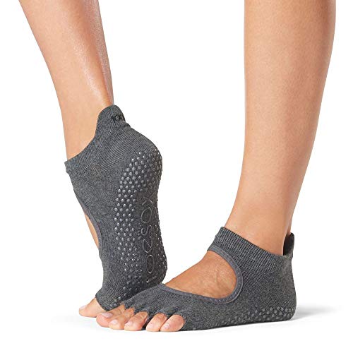 toesox Bellarina Grip Socks for Women, Half-Toe - color: Charcoal Grey, size: X-Small