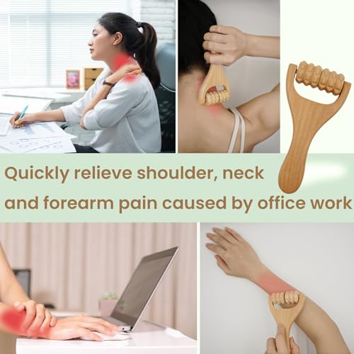 3Pcs Wooden Massage Tools, Massage Roller, Foot Roller for Plantar Fasciitis Relief, Roller for Muscles Deep Tissue Massage, Lymphatic Drainage Massager