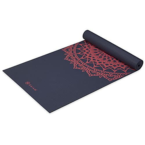 Gaiam Premium Yoga Mat, 6mm Thick Print Mat | Premium 6mm thick cushioning for joint support. Non-slip print design for yoga, Pilates & floor workouts. - color: Pink Marrakesh