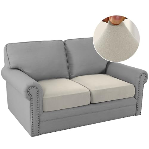 H.VERSAILTEX Fleece Couch Cushion Covers Stretch Loveseat Covers Comfortable and Durable Fabric (2 Piece Loveseat Cushion Cover, Pale Oak) - color: Pale Oak, size: 2 Cushion Loveseat