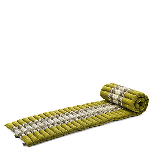 Leewadee - Foldable Floor Mattress - Japanese Roll Up Futon -Trifold Tatami Mat- Guest Floor Bed - Camping Mattress - Thai Massage Mat, Kapok Filled, 75 x 20 inches, Green - color: Sf17 - Green, size: S: 75x20"