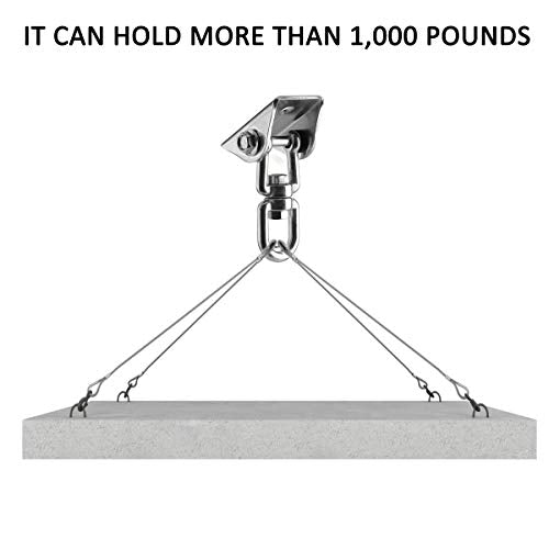 Hammock Hanging Kit, 1000 lb Capacity Heavy Duty 360° Rotate Swing Ultra Durable Hooks for Swing, Chair, Multiple Indoor Outdoor Gym