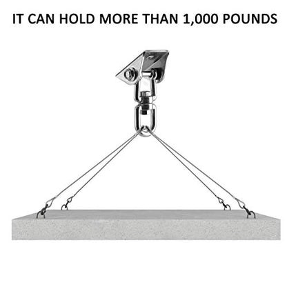 Hammock Hanging Kit, 1000 lb Capacity Heavy Duty 360° Rotate Swing Ultra Durable Hooks for Swing, Chair, Multiple Indoor Outdoor Gym