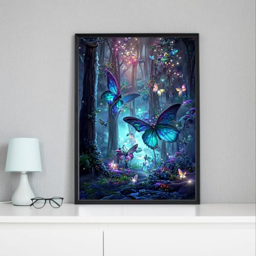 DIY Butterfly Diamond Art Kits for Adults, Butterfly Diamond Painting Kits | 5D Diamond Dot, Gem Painting Kit, Dimond Art Paintings Kit, Crafts for Adults, Crystal Art, Home Wall Decor Gifts (12x16inch) - color: QY001