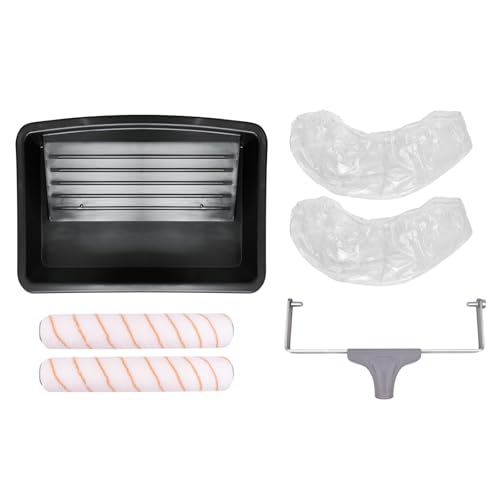 ROLLINGDOG 12 Inch Paint Roller Kit | Polyester Paint Roller Covers with Frame, Paint Tray with Liners, Paint Roller Set for Home Painting, DIY Project (6 PC)