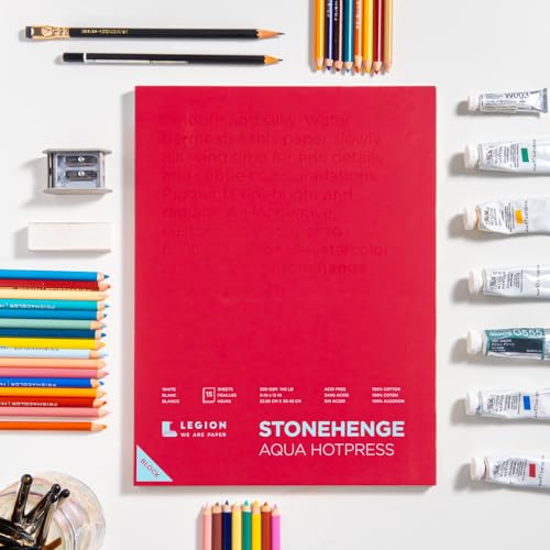 Stonehenge Aqua White Medium Weight Block, 140lb, Hotpress, 18 x 24 Inches, 15 Sheets for Wet and Dry Media - size: 18 x 24 inches