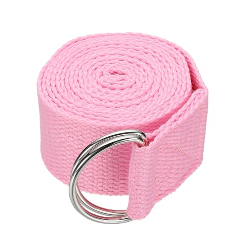 Yoga Strap for Stretching, Athletic Stretch Band with Adjustable Metal D Ring Buckle Yoga Bands - color: Pink, size: 5.9ft