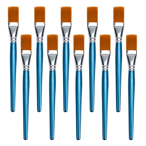 JEAWIWI 10 Pcs Acrylic Paint Brushes Set, 30mm, Artist Paintbrushes, Blue | Oil Watercolor Flat Face Paint Brushes for Rock, Face Art, Canvas, Body, & DIY Crafts, Art Projects - size: 10 PCS