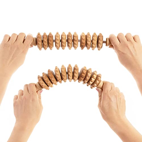 Tuuli Accessories - Flexi Wooden Massage Roller, Multi-Functional Body Roller for Cellulite, Muscle Tension and Skin Health Support, Natural Massager for Women and Men