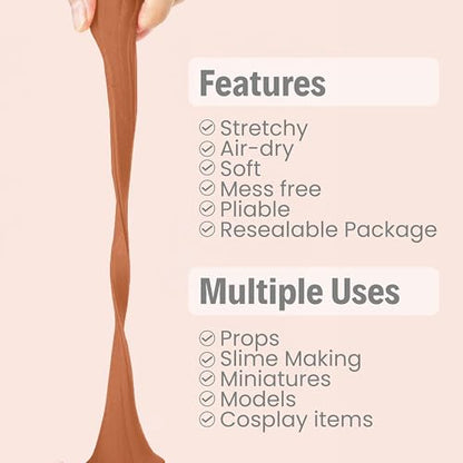 BOHS Foam Clay, Chocolate Brown Air Dry Modeling Clay, 1.1 lb | Soft, lightweight; crack-free finish; EVA and polystyrene foam details; cosplay props, figurines, fake bakes and slime making - color: Chocolate, size: 500 g