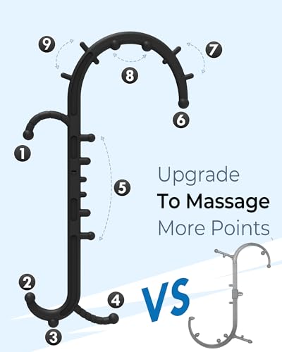 Back and Neck Massager for Pain Relief Deep Tissue, Upgraded Full Body Trigger Point Cane Massage Tools, Therapy Massage Stick Pressure Point Hook, Muscle Knot Remover Tool (Black) - color: Black