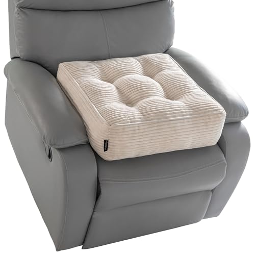 HIGOGOGO Tufted Corduroy Recliner Seat Cushion for Elderly, 20x20x6 Inch Extra Large Square Seat Cushion for Recliner Chair, Floor Pillow, Office Chair, Car, No Pressure on Thighs, Beige - color: Beige, size: 20x20x6
