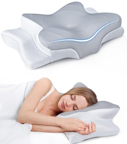 Ultra Pain Relief Cooling Pillow for Neck Support, Adjustable Cervical Pillow Cozy Sleeping, Odorless Ergonomic Contour Memory Foam Pillows, Orthopedic Bed Pillow for Side Back Stomach Sleeper - color: Dark Grey