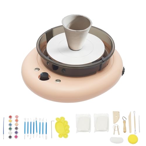 Mini Pottery Wheel Kit, 6" Turntable Two-Way Rotation Clay Wheel, 50W 12V Adjustable Speed Ceramic Wheel Machine, Art Supplies Sculpting Tools, Craft Kits Pottery Wheel for Adult Beginner - color: Orange