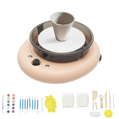 Mini Pottery Wheel Kit, 6" Turntable Two-Way Rotation Clay Wheel, 50W 12V Adjustable Speed Ceramic Wheel Machine, Art Supplies Sculpting Tools, Craft Kits Pottery Wheel for Adult Beginner - color: Orange