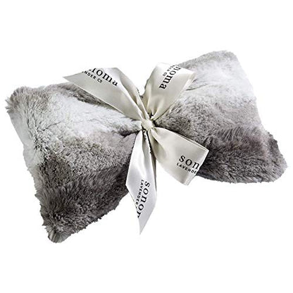 Sonoma Lavender Spa Mask, Heatable/Chillable Aromatherapy Eye Pillow with Lavender Infused Flaxseed Insert, Eye Compress for Stress Relief with Removable and Washable Cover (Platinum Angora) - color: Platinum Angora
