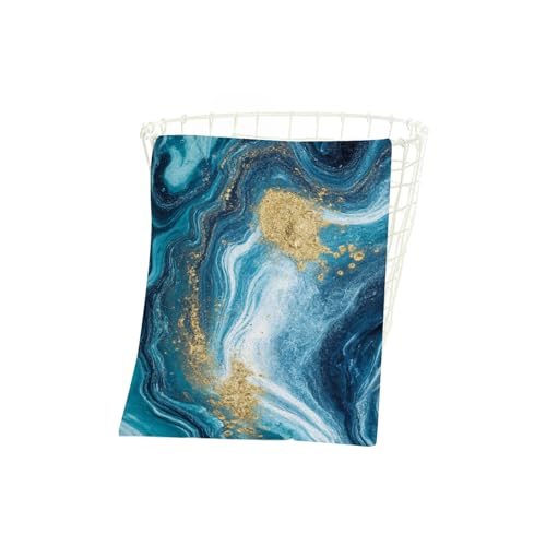Ocean Art Marble Waves Gold Beach Towel Natural Swirls Ripples Agate Blue Face Towels Suit Travel Sports Pool Swimming Bath Camping Spa Gym Yoga,15x30 Inch - color: Ocean Art Marble Waves Gold