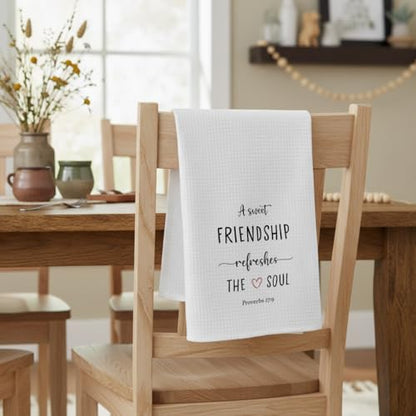 1 PCS Funny A Sweet Friendship Refreshes The Soul Hand Towels,Christian Kitchen Towels,Gift for Friend Woman, Hostess Gifts - color: Color_01