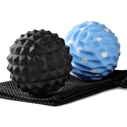 Large Silicone Massage Lacrosse Balls for Myofascial Release - Yoga Deep Tissue Massage,Trigger Point Therapy, Foot Plantar Fasciitis,Muscle Knots, Muscle Soreness Massager Balls(2 Pack) - style: Deep-Tissue Spiky & Wave-Texture Set
