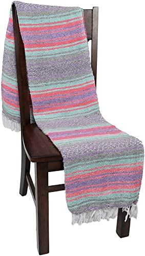 Open Road Goods Multi Color Mexican Falsa Blanket - Handwoven in Mexico - Great for The Beach, Picnics, Yoga, or a Throw! (Grey Pastel) - color: Grey Pastel