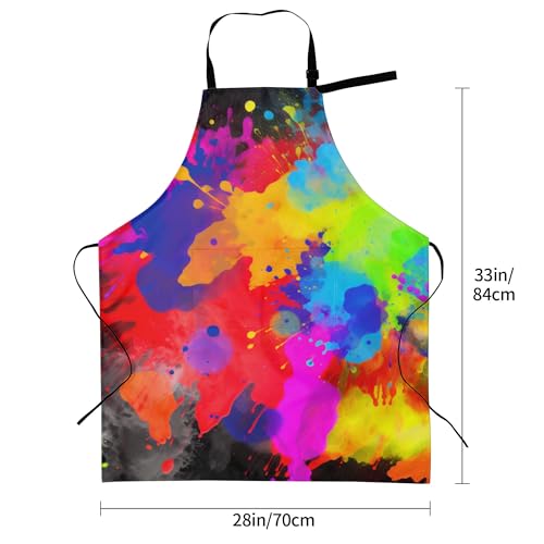 Artist Painting Apron with 2 Pockets Painters Art Aprons Gifts for Women Men - color: Color Pigment Splash Art