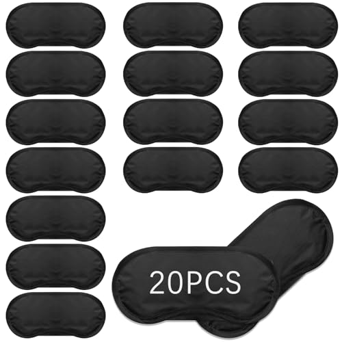20 Pcs Eye Mask Sleep Masks Bulk Blindfolds for Party Games with Nose Pad and Adjustable Strap for Women Men 4 Layers Black Blind fold Sleeping Mask for Team Building Game - color: Black, 20 Pcs