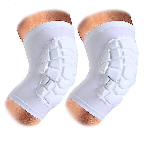 SZKANI Knee Pads Compression Leg Sleeve Knee Sleeve for All Sports Wrestling Protector Gear, 1 Pair of Knee Paded - color: (Short Sleeve)White_2 Pack, size: X-Small