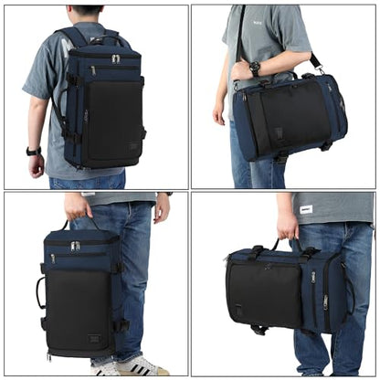 Kalesi Gym Duffle Bag Backpack 4-Way Waterproof with Shoes Compartment for travel Sport Hiking laptop - color: Business-dark Blue