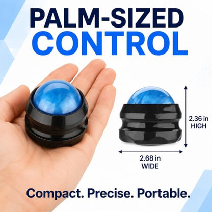 Manual Massage Ball Roller for Essential Oils & Lotion - Blue Handheld Deep Tissue Massager for Back, Neck & Foot Relief - color: Blue