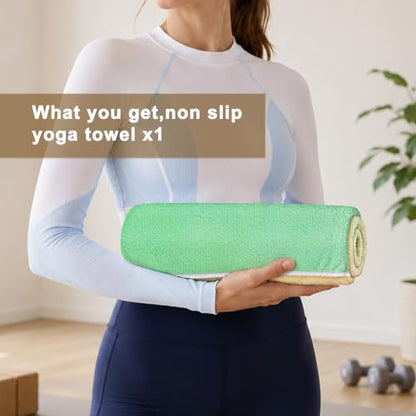 Yoga Mat Towel Non Slip Ultra-Absorbent Hot Yoga Towel, Super Stylish Printed Sweat Hot Yoga Towel, Ideal for Home, Workouts, Pilates, Yoga, 72 x 27in, Green & Yellow - color: Green & Yellow