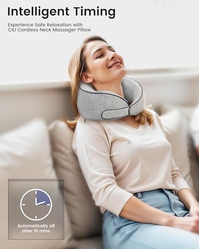 CILI Cordless Neck Massager Pillow with Heat, Shiatsu Neck Massager for Pain Relief Deep Tissue,Heated Massage Pillow for Travel,3 Adjustable Intensity, Gifts for Women Men