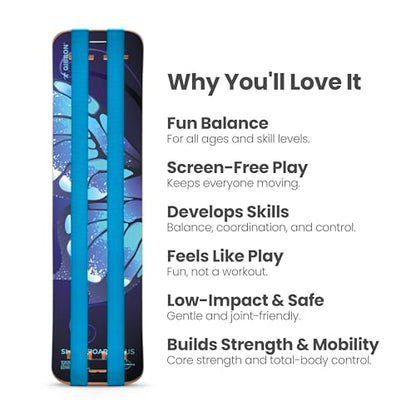 GIBBON SlackBoard, Balance Board Kids & Adults, Slackline Balance Trainer - color: Butterfly Plus - 2 Line